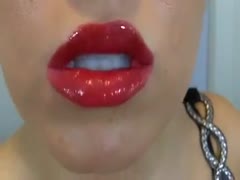 My desire is piqued by my lovely wife's hawt red lips.